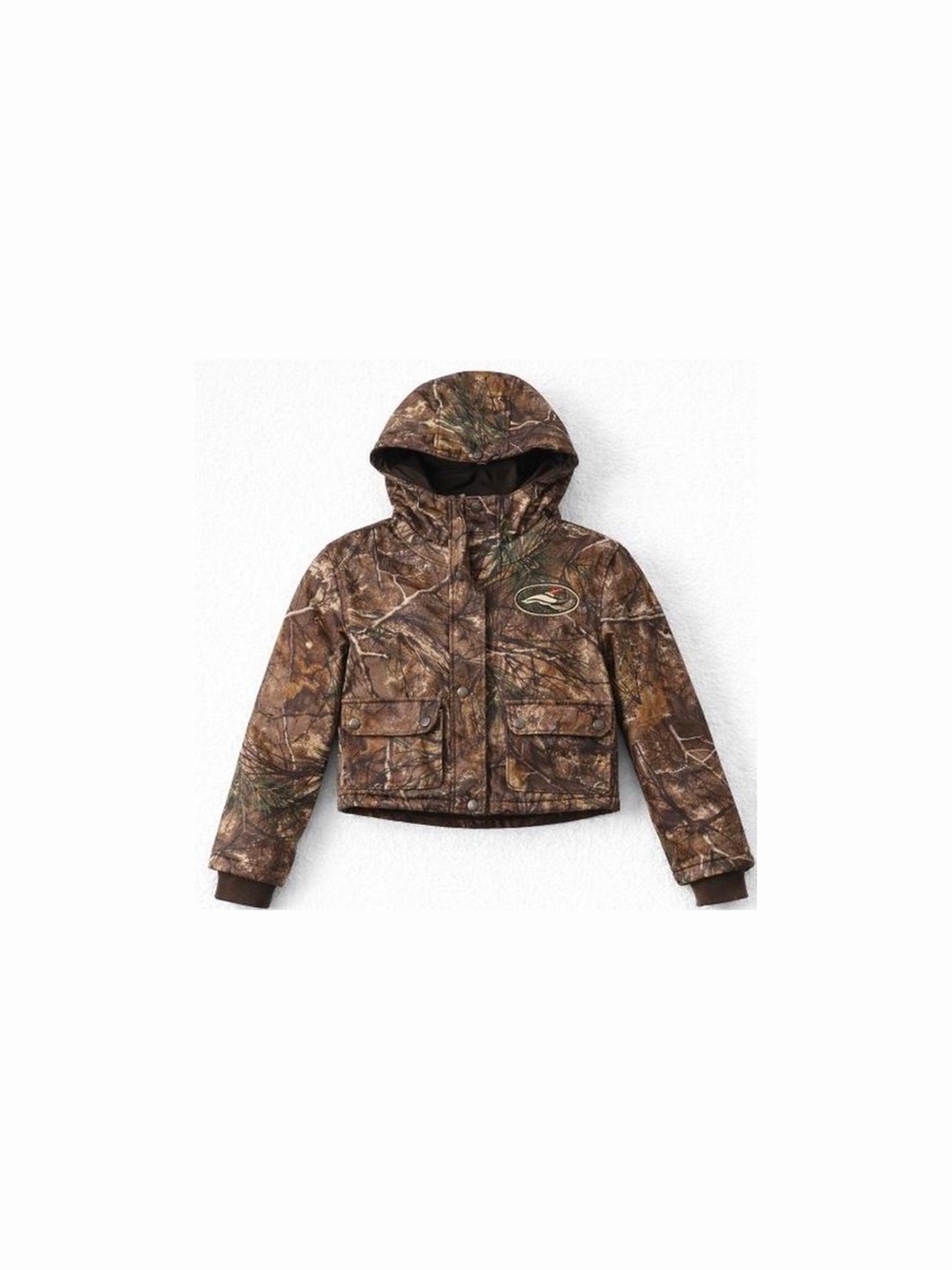 Hooded Camo Puffer Jacket - Brown